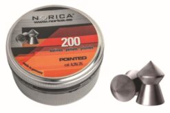 Lata de 200 balines NORICA Pointed 6.35mm (.25) de plomo 200 x lata punta de cacería, lisos.