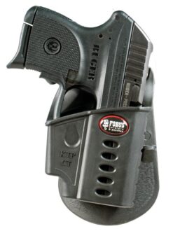 Funda para Ruger LCP FOBUS KTP CT plastico negro larga, sin tornillo sistema de paleta, abierta.