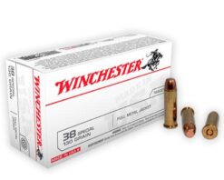 MUNICION  WINCHESTER 38 SPL Pta. latón FMJ 130gr 50 Unds. x caja (para prácticas de tiro).
