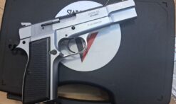 PISTOLA  ALPHA ARMS  CALIBRE 9X19  MODELO ALPHA 14  CAPACIDAD  15   TIROS 2 CASERINAS COLOR  SATINADO  2 CASERINAS